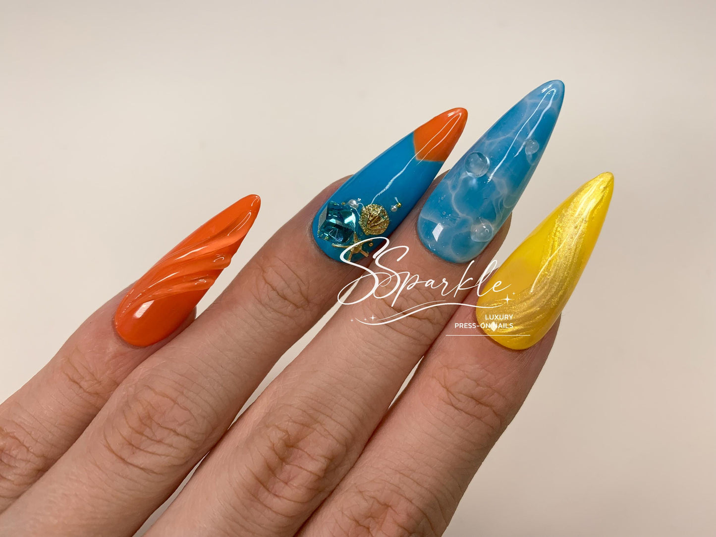 Splash Wavechaser | Mualani Genshin Impact Inspired Press-on Nail