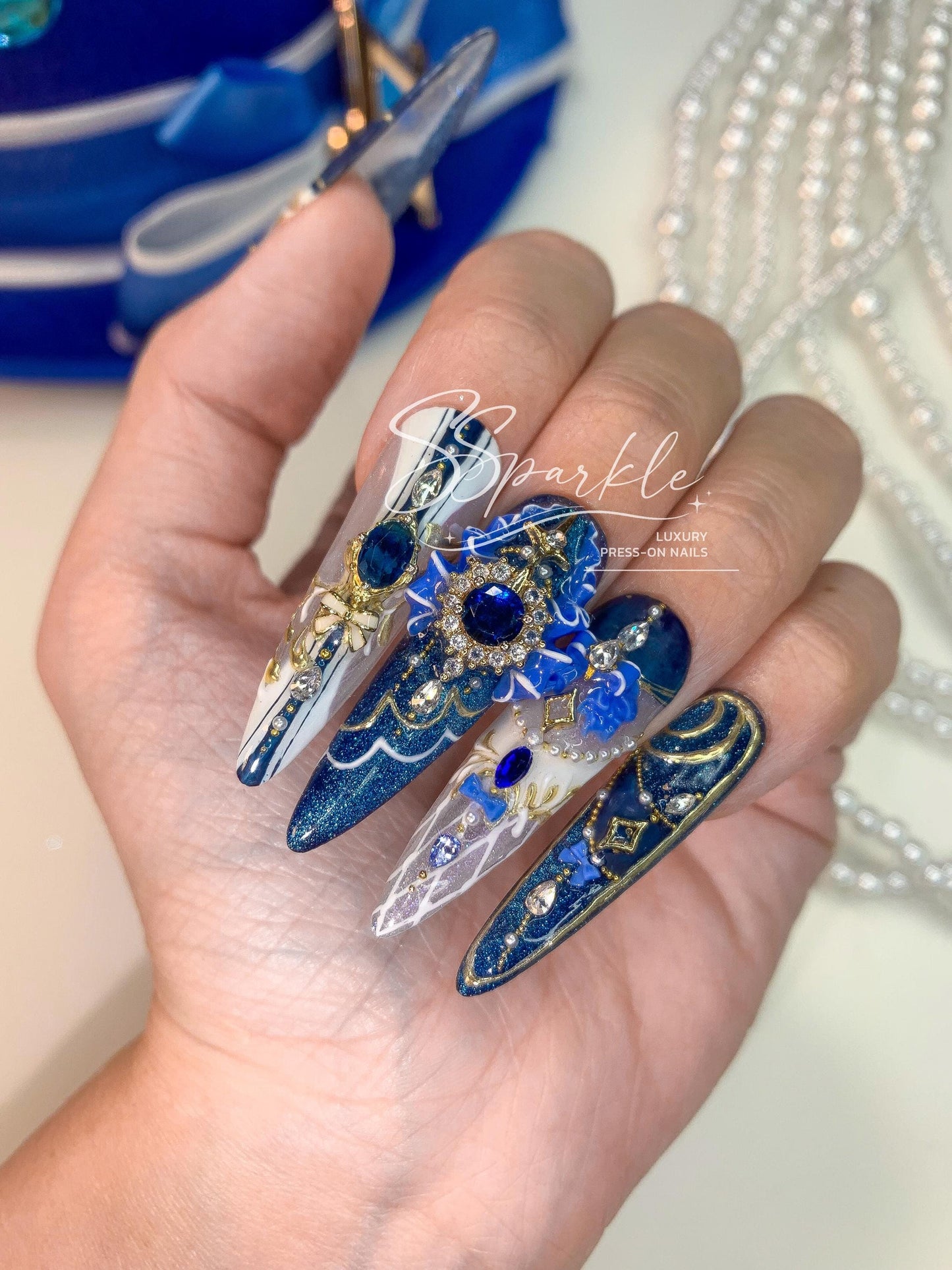 Chanson of Many Waters | Furina Genshin Impact Inspired Press-on Nails