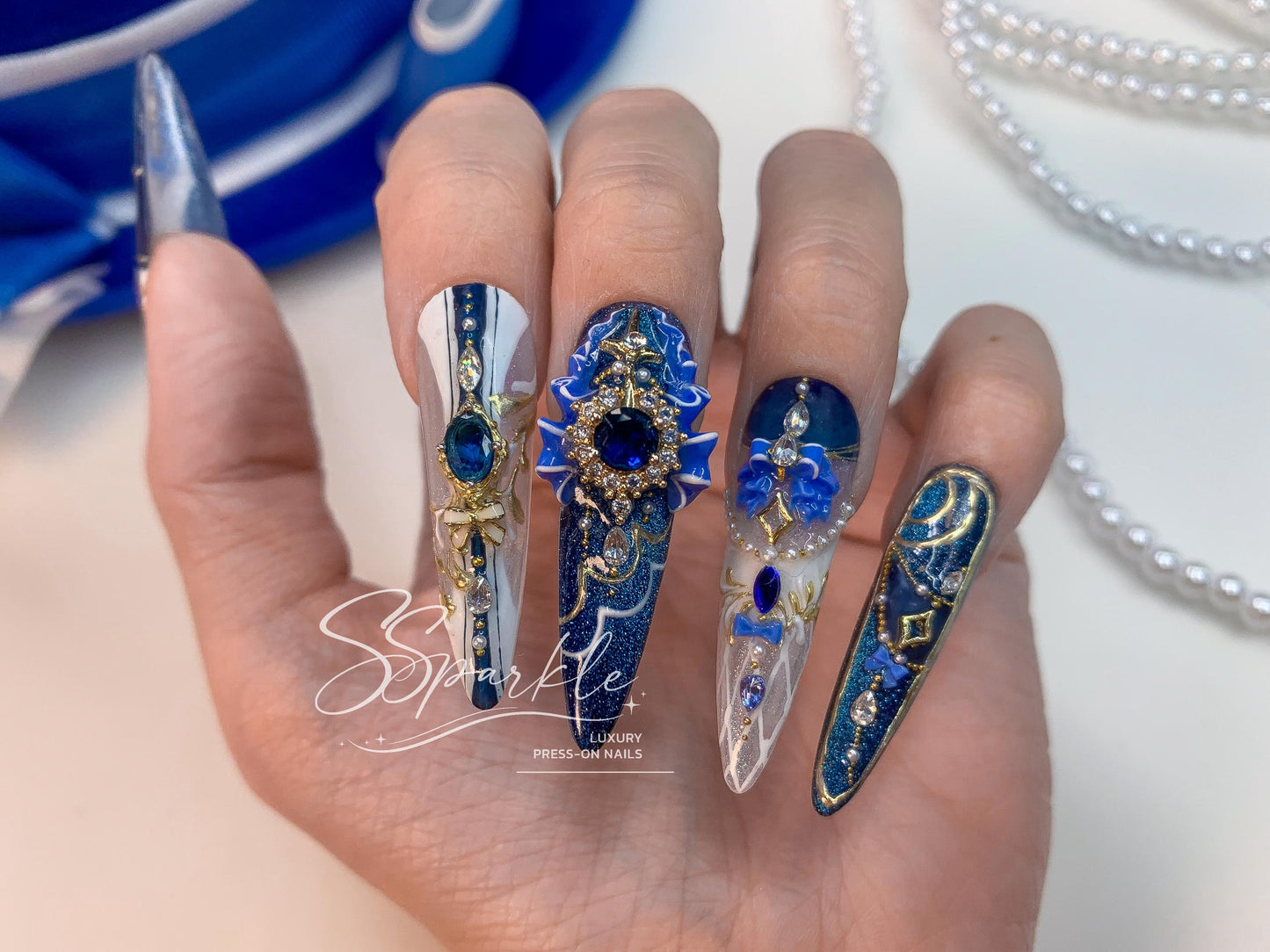 Chanson of Many Waters | Furina Genshin Impact Inspired Press-on Nails
