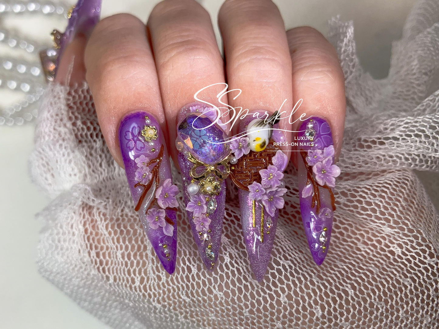 Reign of Serenity | Raiden Shogun Genshin Impact Inspired Press-on Nails