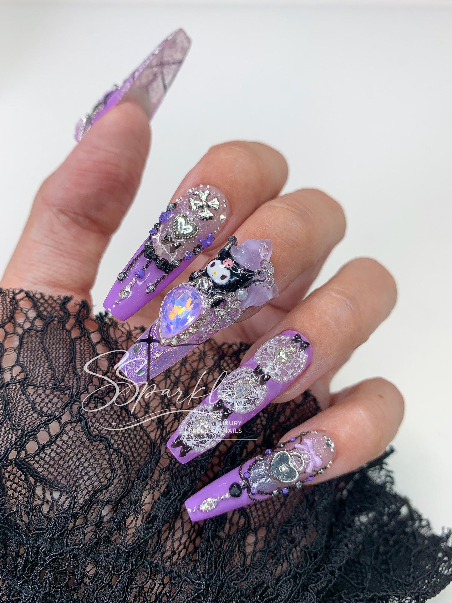 Midnight Mischief | Kuromi Inspired Press-on Nails