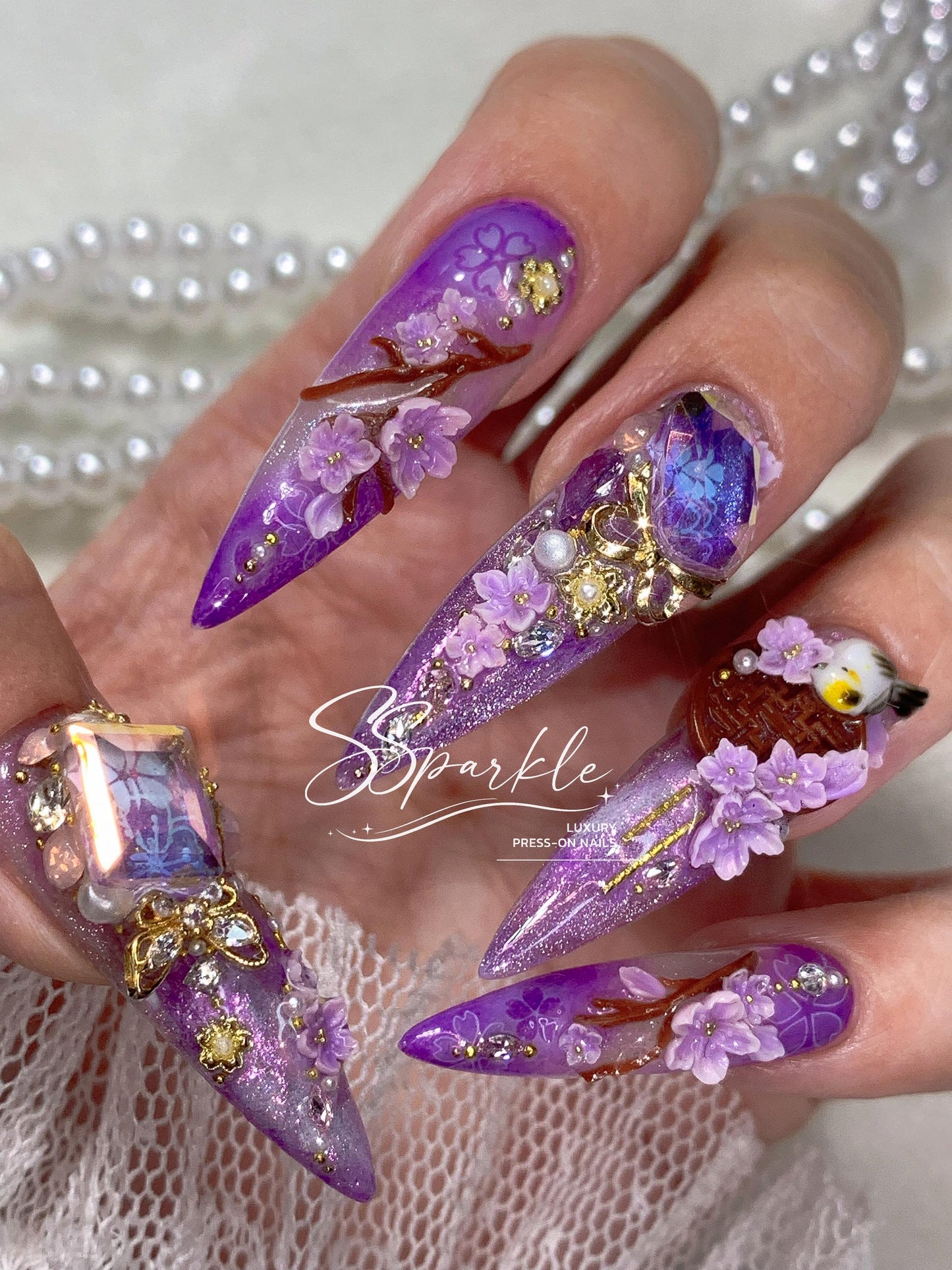 Reign of Serenity | Raiden Shogun Genshin Impact Inspired Press-on Nails