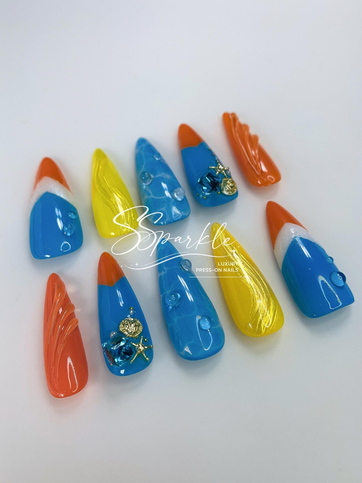 Splash Wavechaser | Mualani Genshin Impact Inspired Press-on Nail