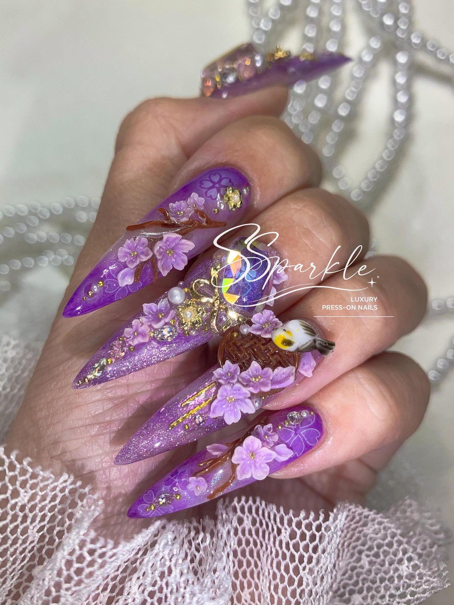 Reign of Serenity | Raiden Shogun Genshin Impact Inspired Press-on Nails