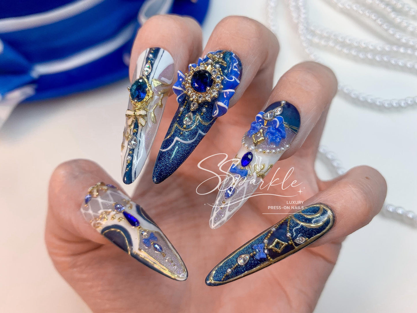 Chanson of Many Waters | Furina Genshin Impact Inspired Press-on Nails