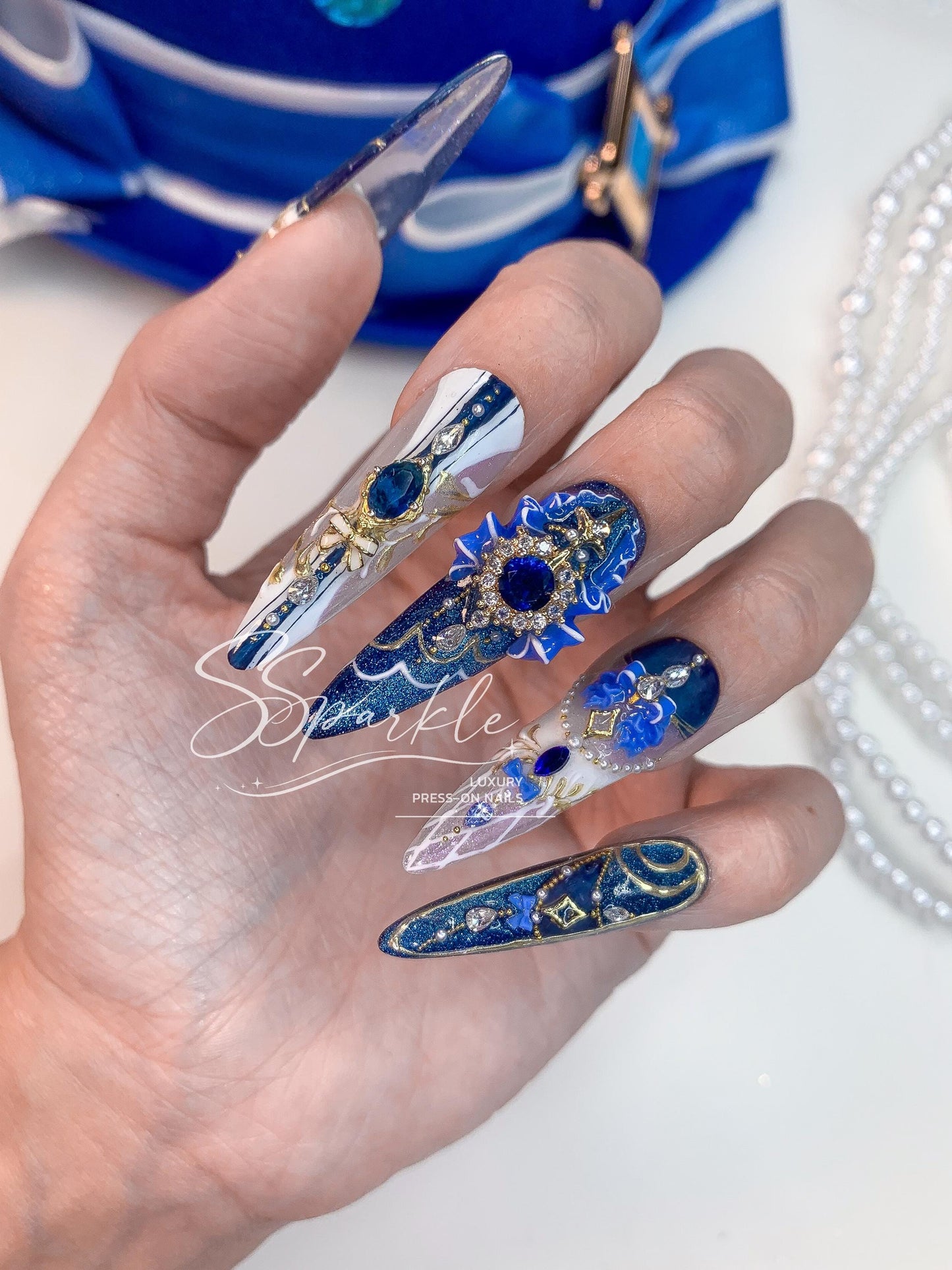 Chanson of Many Waters | Furina Genshin Impact Inspired Press-on Nails