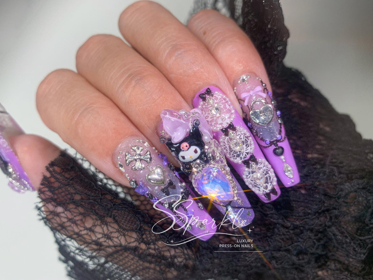 Midnight Mischief | Kuromi Inspired Press-on Nails