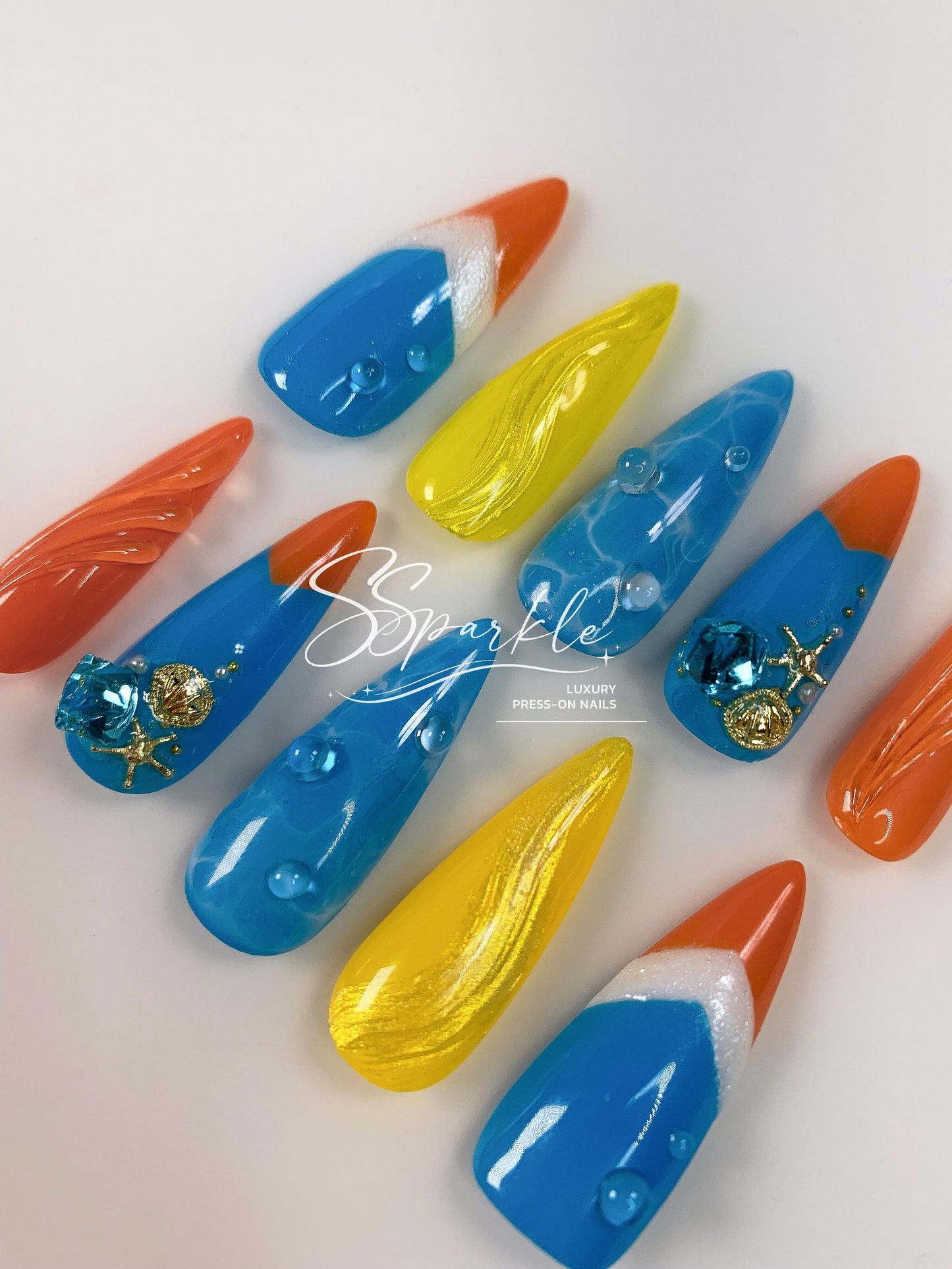 Splash Wavechaser | Mualani Genshin Impact Inspired Press-on Nail
