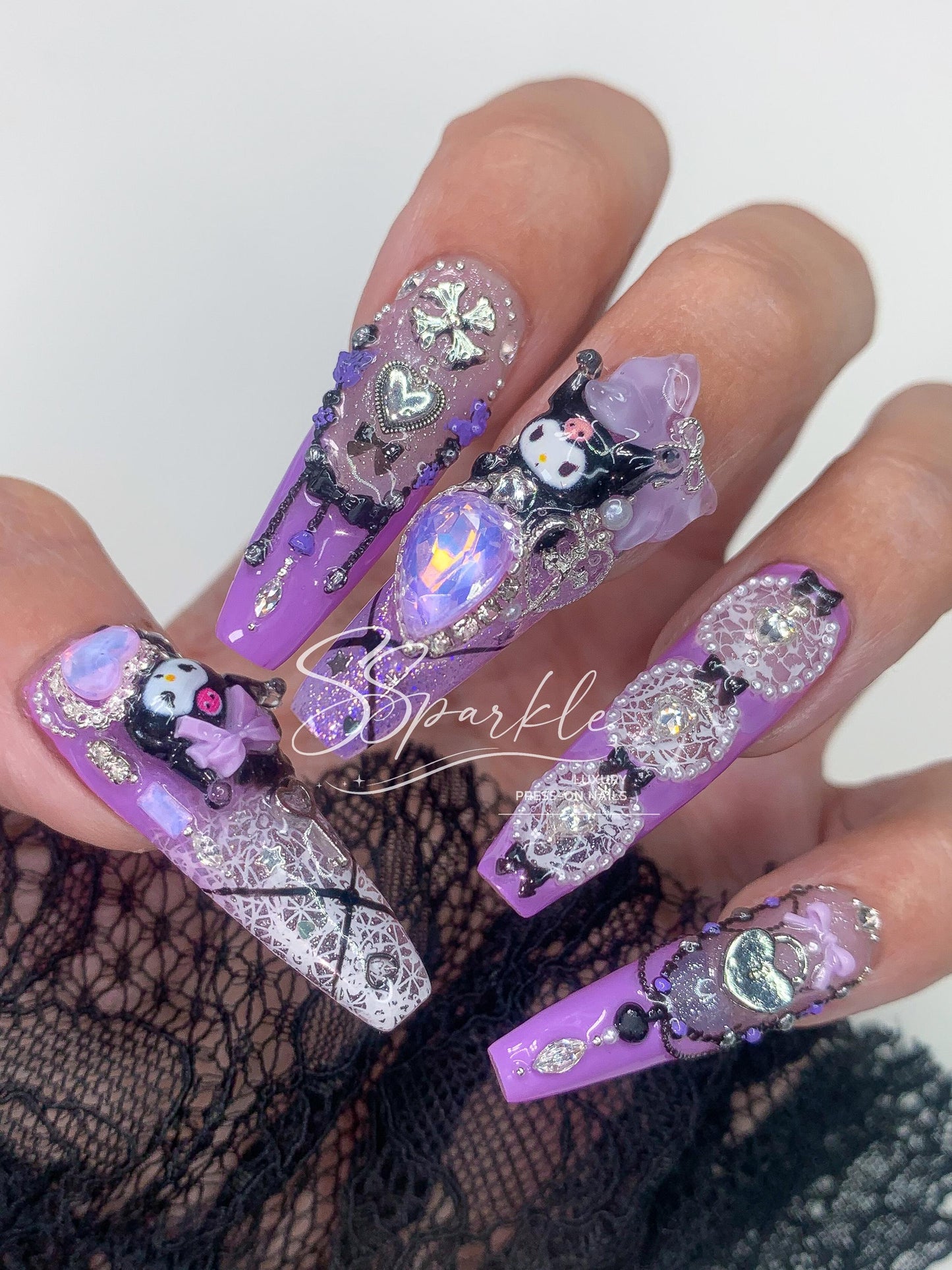 Midnight Mischief | Kuromi Inspired Press-on Nails
