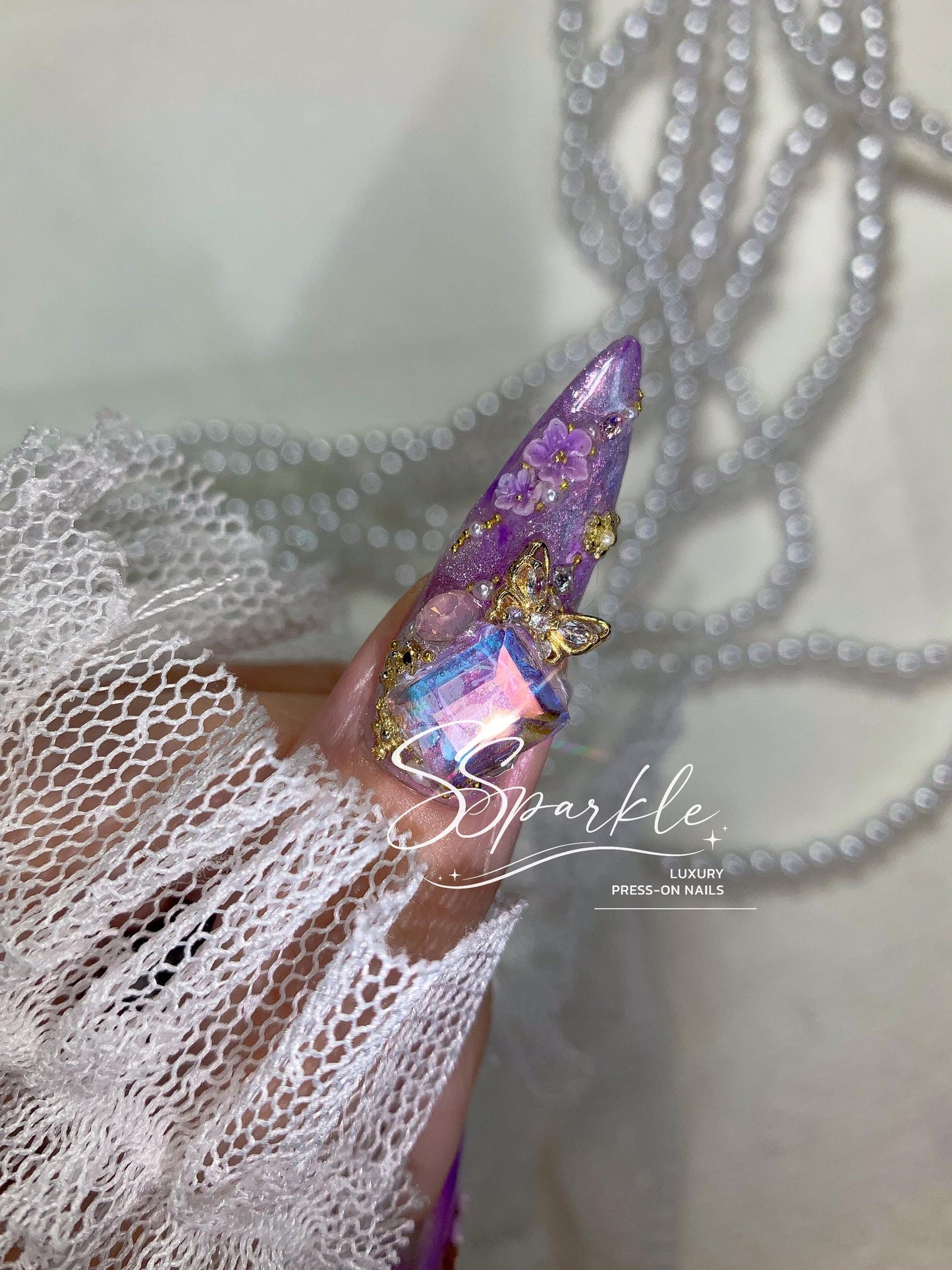 Reign of Serenity | Raiden Shogun Genshin Impact Inspired Press-on Nails