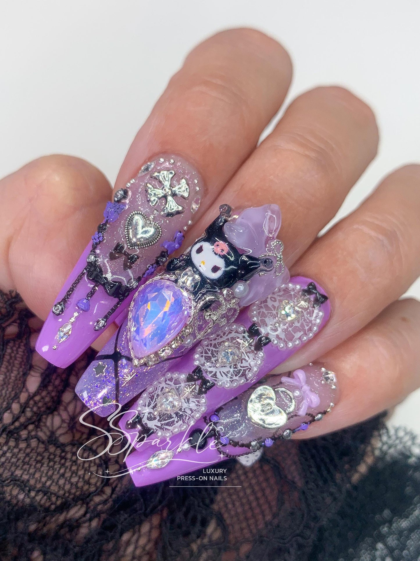 Midnight Mischief | Kuromi Inspired Press-on Nails