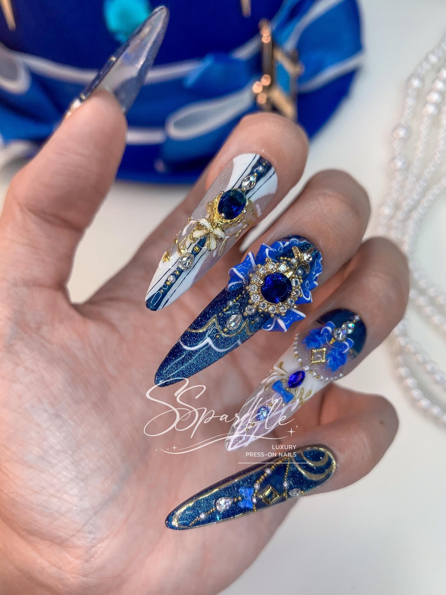 Chanson of Many Waters | Furina Genshin Impact Inspired Press-on Nails