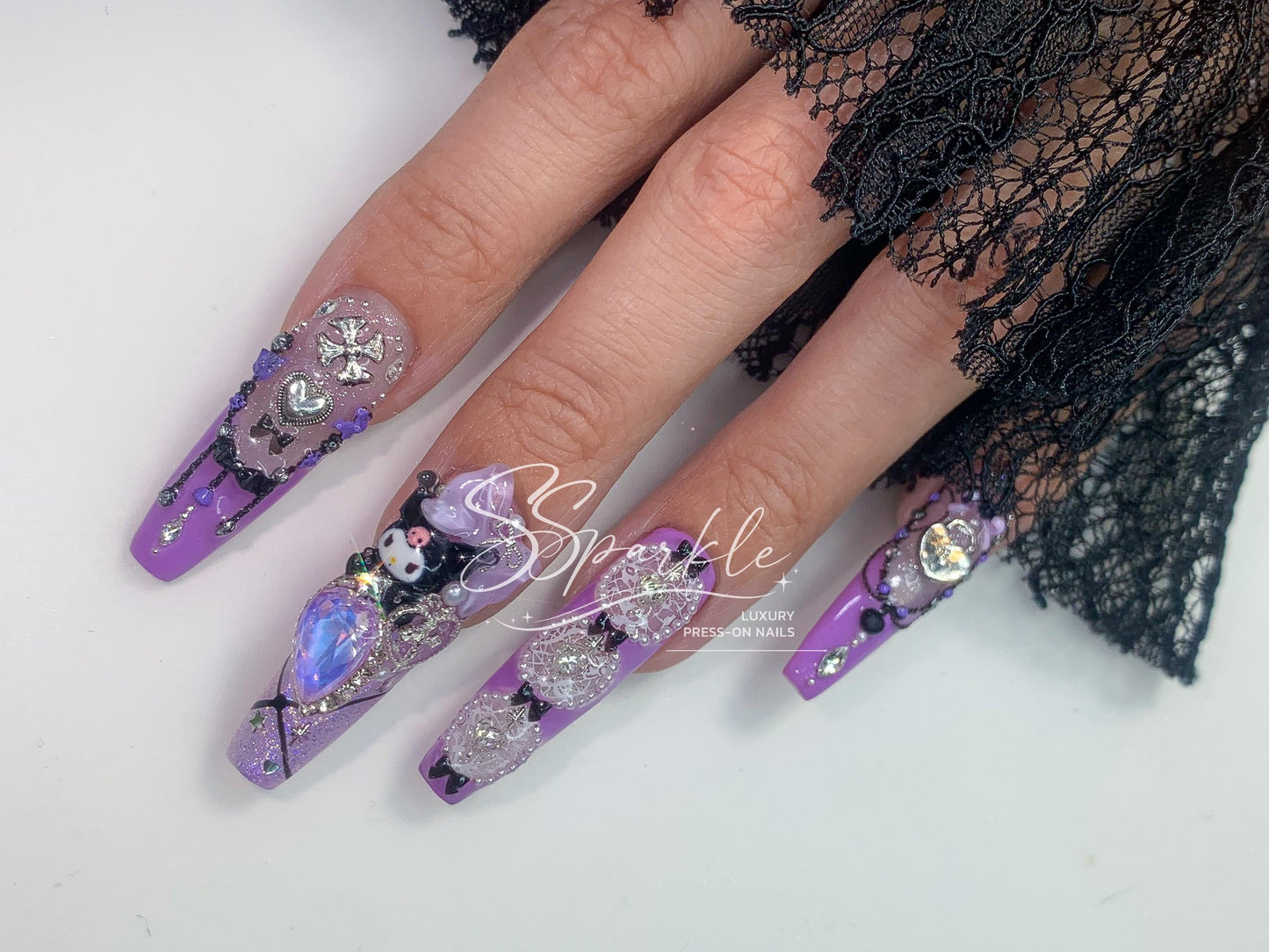Midnight Mischief | Kuromi Inspired Press-on Nails