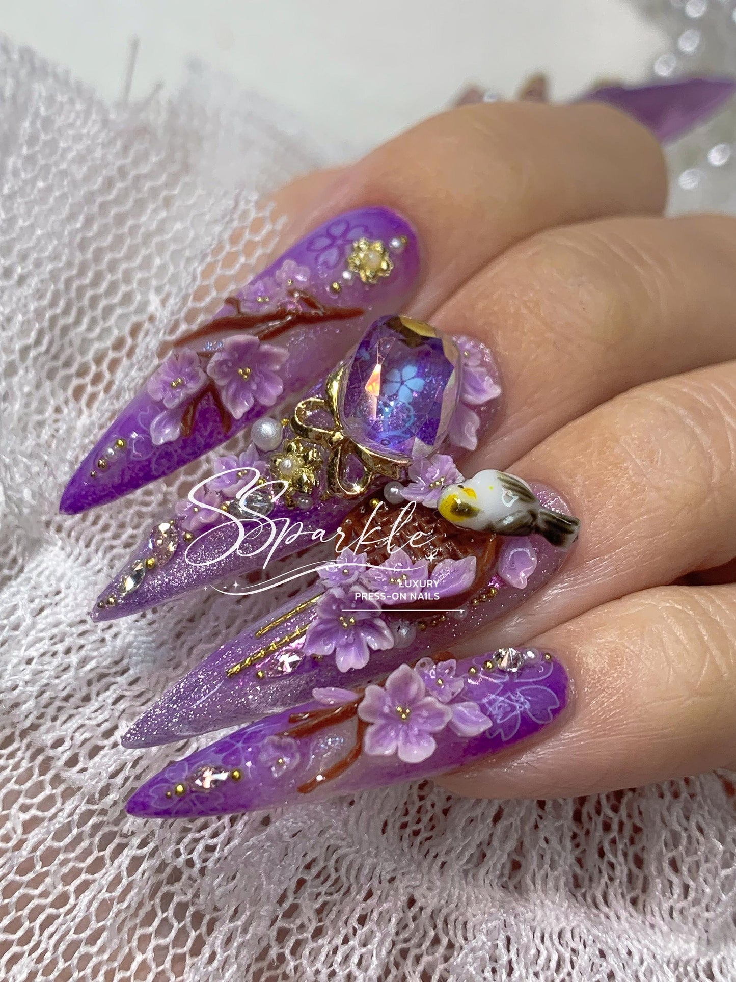 Reign of Serenity | Raiden Shogun Genshin Impact Inspired Press-on Nails