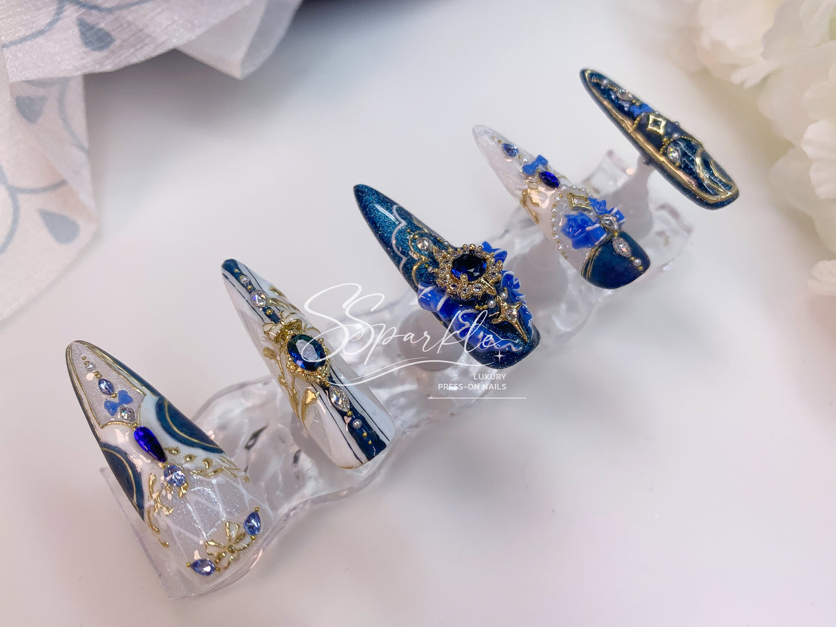 Chanson of Many Waters | Furina Genshin Impact Inspired Press-on Nails
