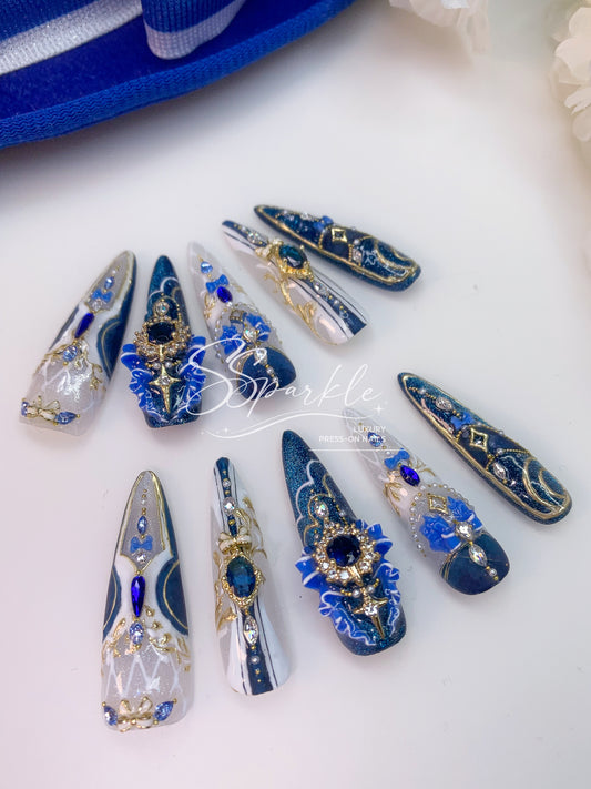 Chanson of Many Waters | Furina Genshin Impact Inspired Press-on Nails