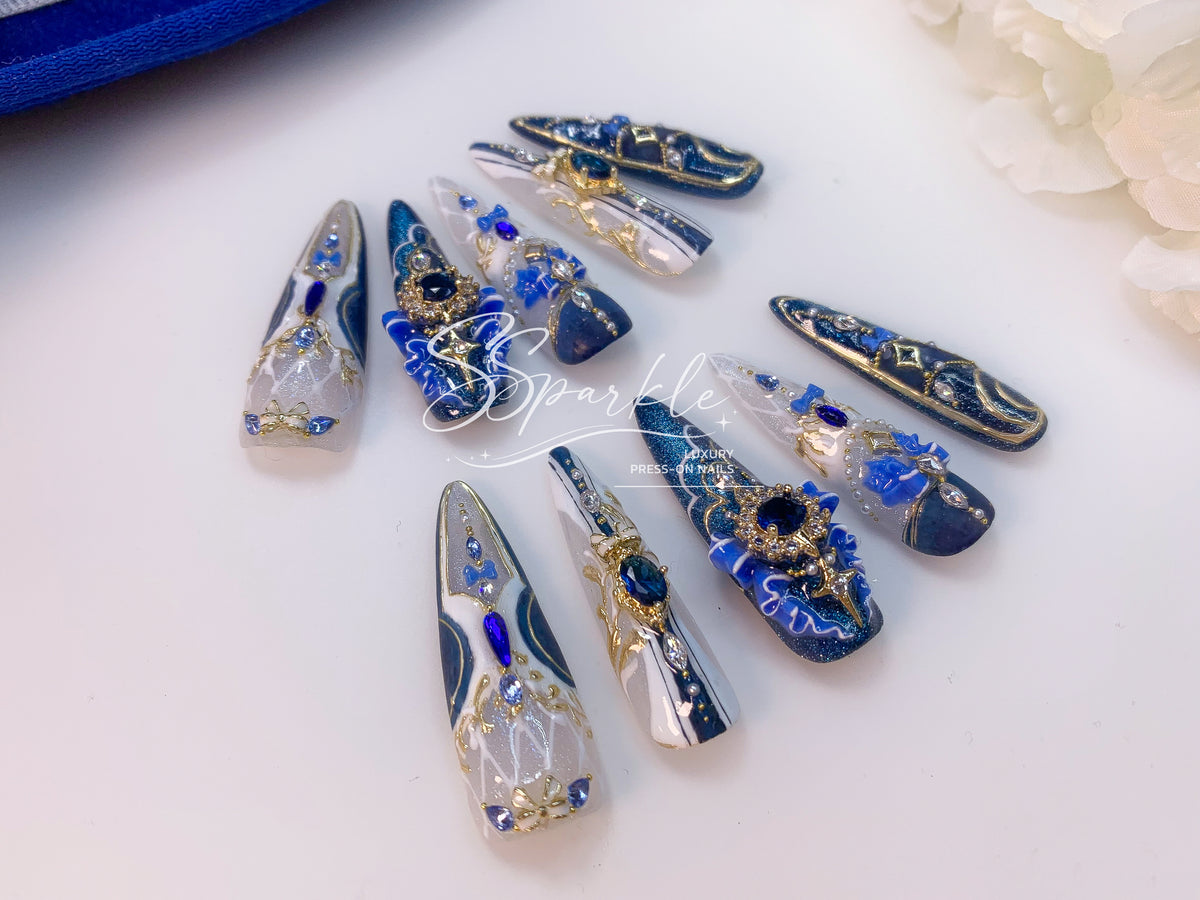 Chanson of Many Waters | Furina Genshin Impact Inspired Press-on Nails