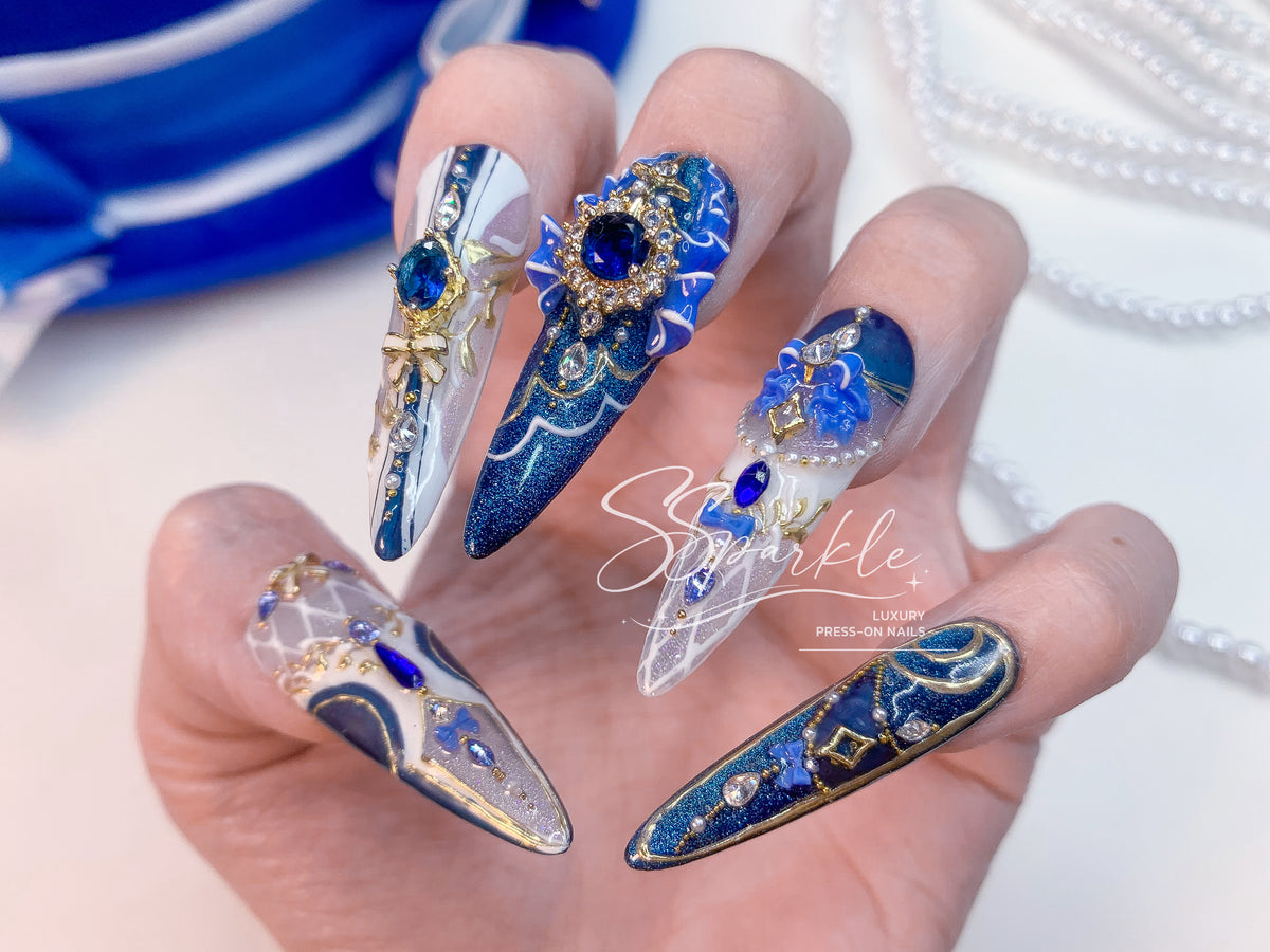 Chanson of Many Waters | Furina Genshin Impact Inspired Press-on Nails