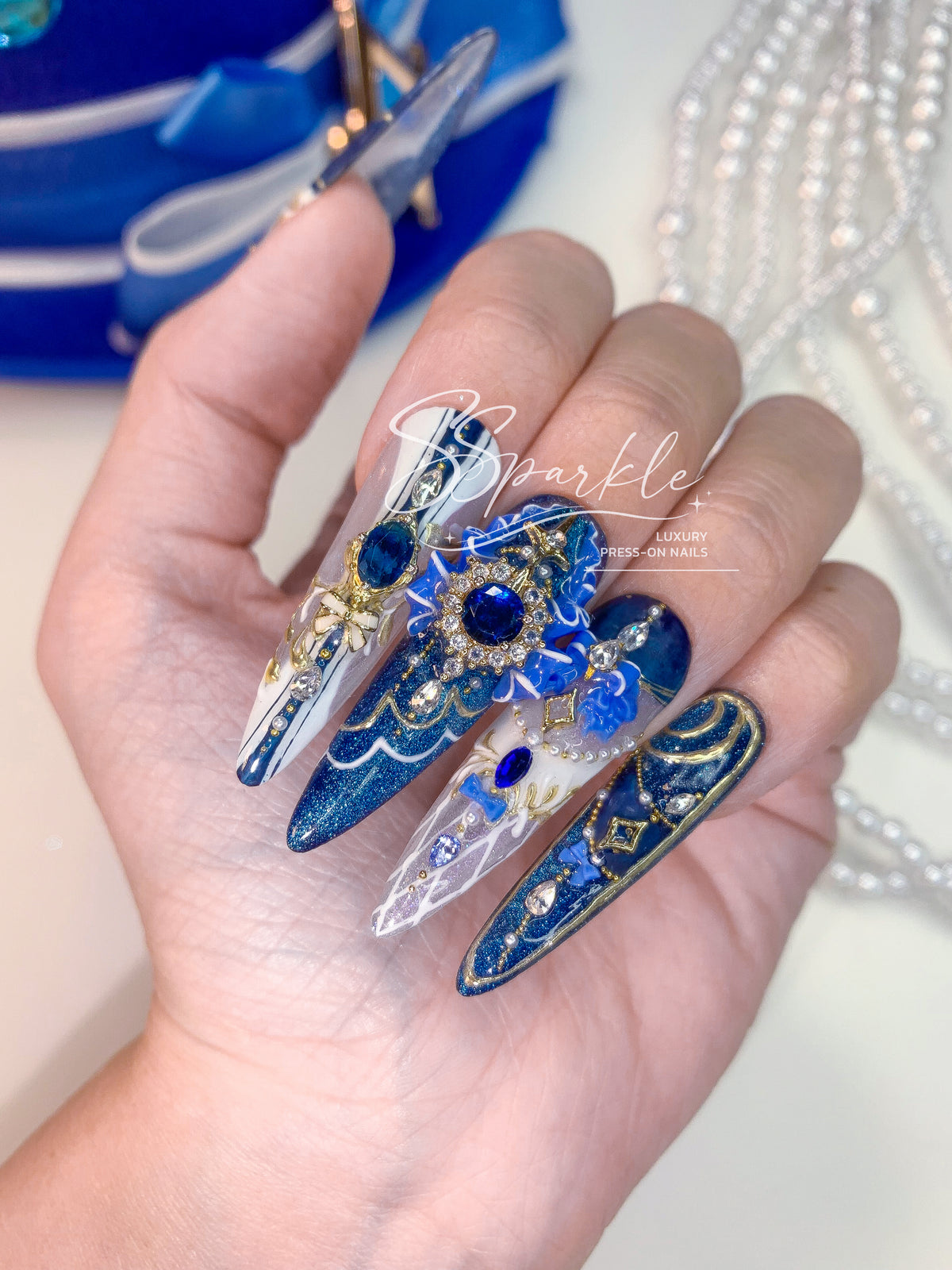 Chanson of Many Waters | Furina Genshin Impact Inspired Press-on Nails
