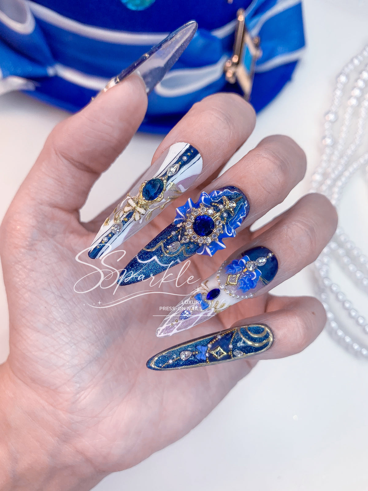 Chanson of Many Waters | Furina Genshin Impact Inspired Press-on Nails