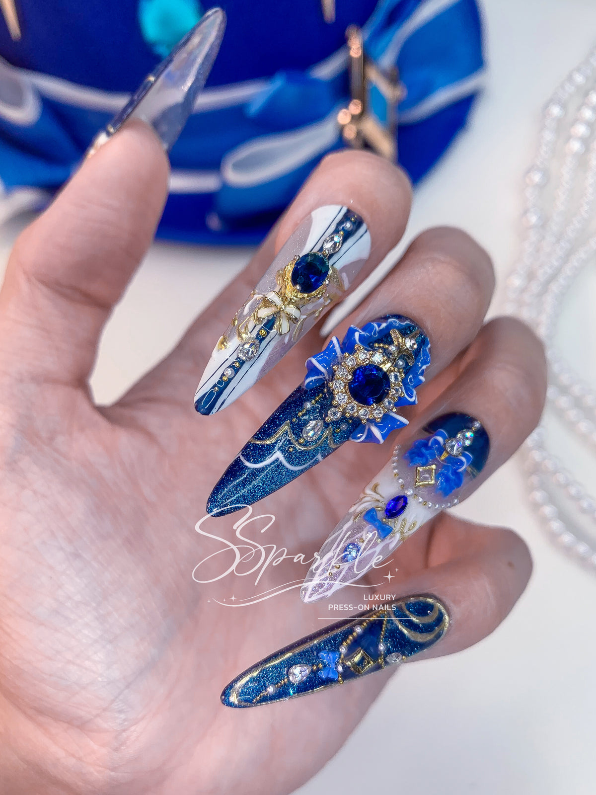 Chanson of Many Waters | Furina Genshin Impact Inspired Press-on Nails