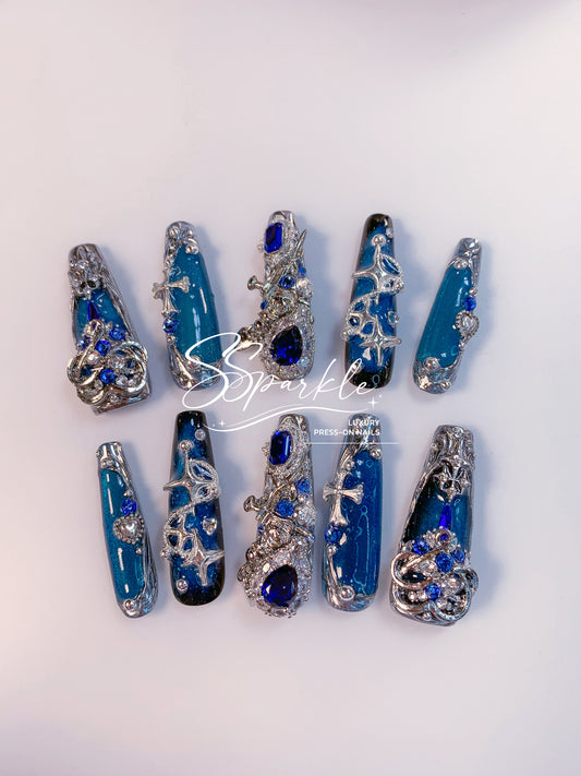 Azure Abyss Press-on Nails