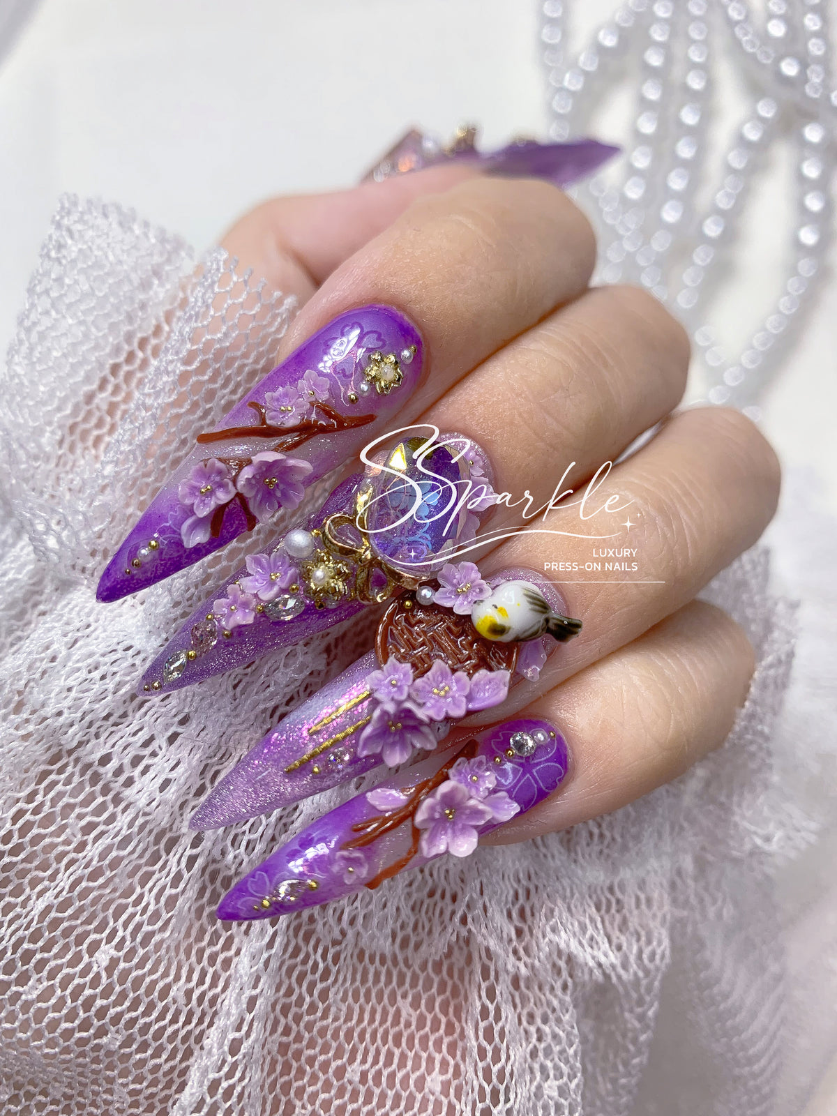 Reign of Serenity | Raiden Shogun Genshin Impact Inspired Press-on Nails