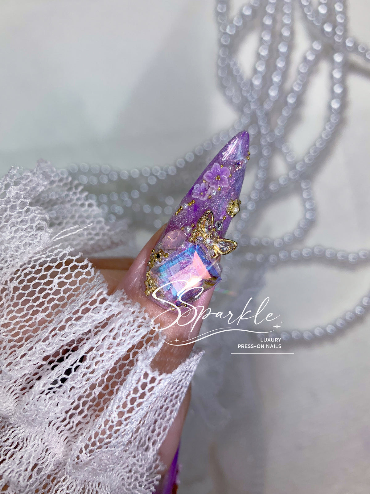 Reign of Serenity | Raiden Shogun Genshin Impact Inspired Press-on Nails