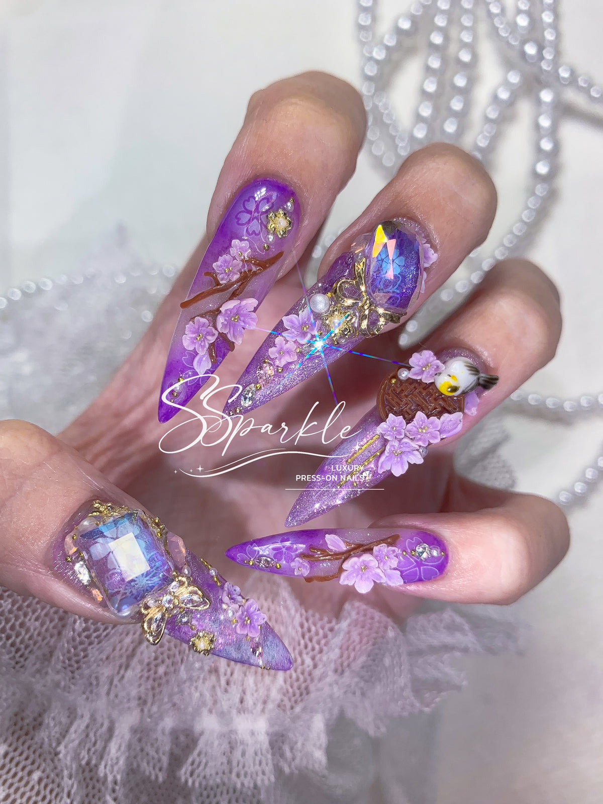 Reign of Serenity | Raiden Shogun Genshin Impact Inspired Press-on Nails