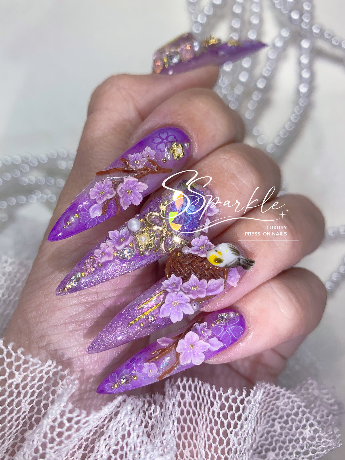 Reign of Serenity | Raiden Shogun Genshin Impact Inspired Press-on Nails