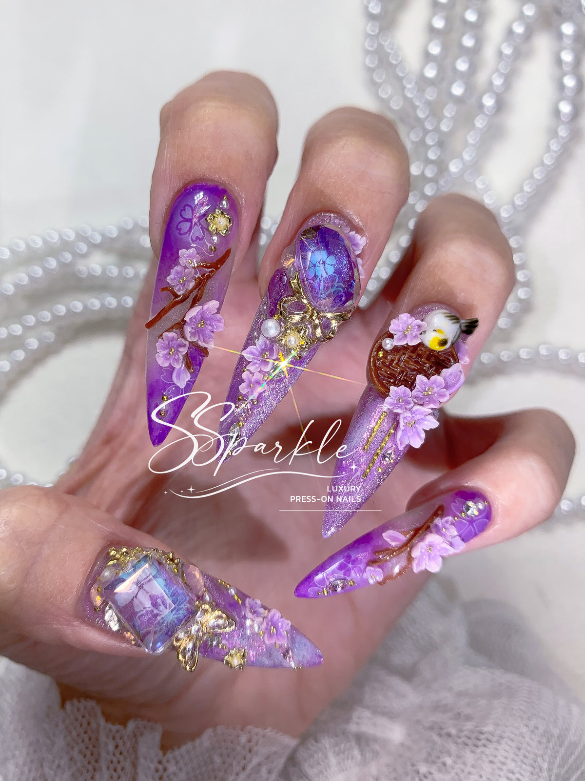 Reign of Serenity | Raiden Shogun Genshin Impact Inspired Press-on Nails