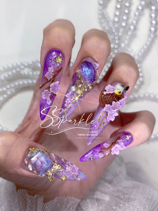 Reign of Serenity | Raiden Shogun Genshin Impact Inspired Press-on Nails