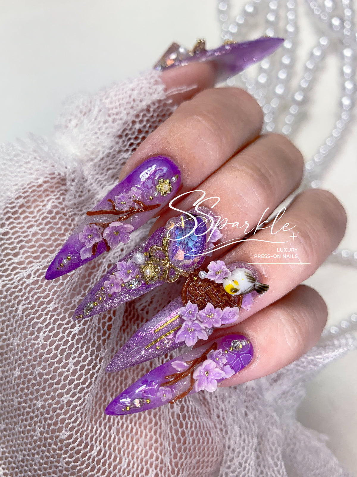 Reign of Serenity | Raiden Shogun Genshin Impact Inspired Press-on Nails