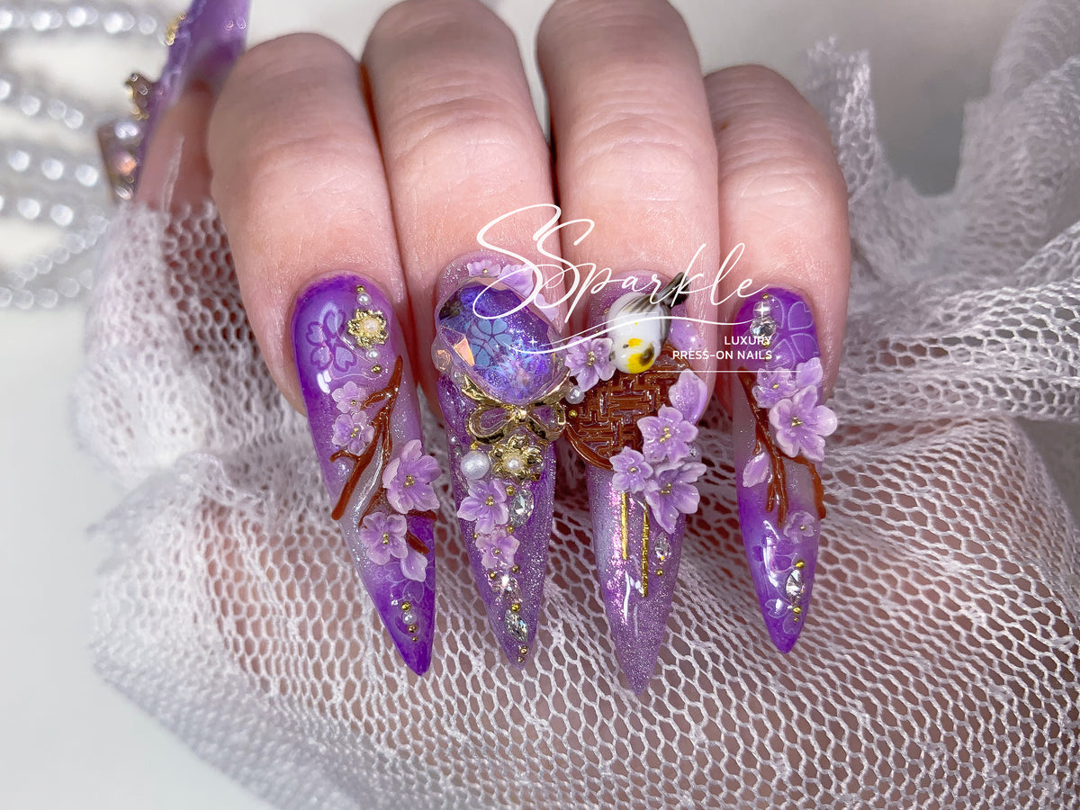 Reign of Serenity | Raiden Shogun Genshin Impact Inspired Press-on Nails