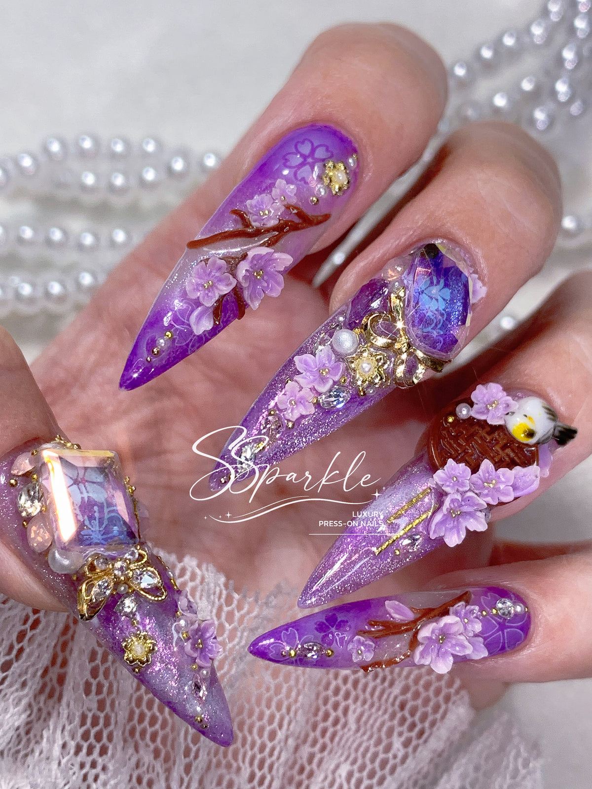 Reign of Serenity | Raiden Shogun Genshin Impact Inspired Press-on Nails