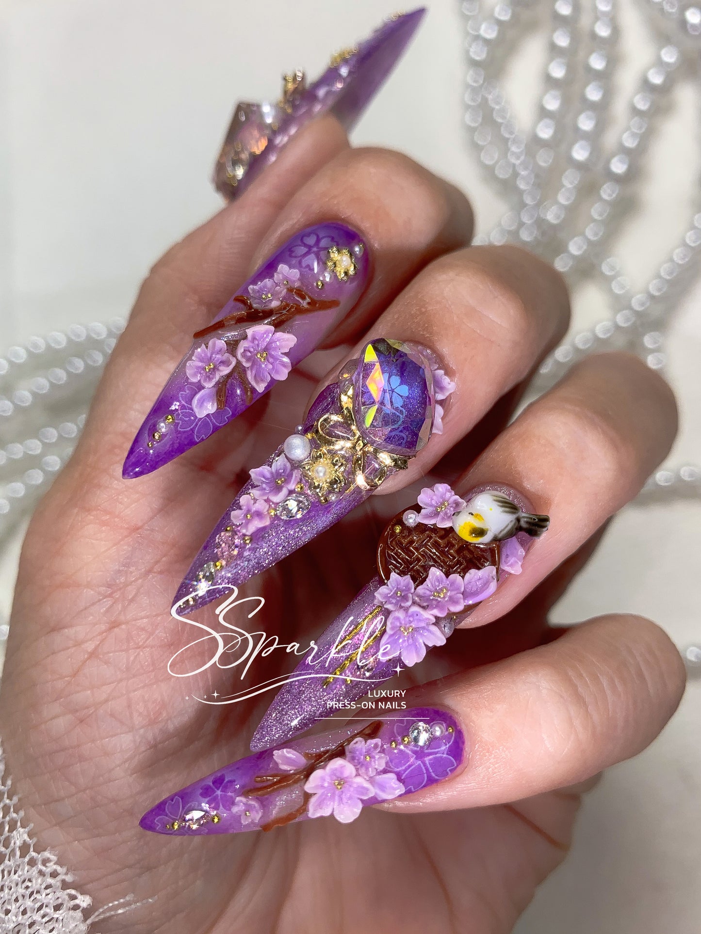 Reign of Serenity | Raiden Shogun Genshin Impact Inspired Press-on Nails