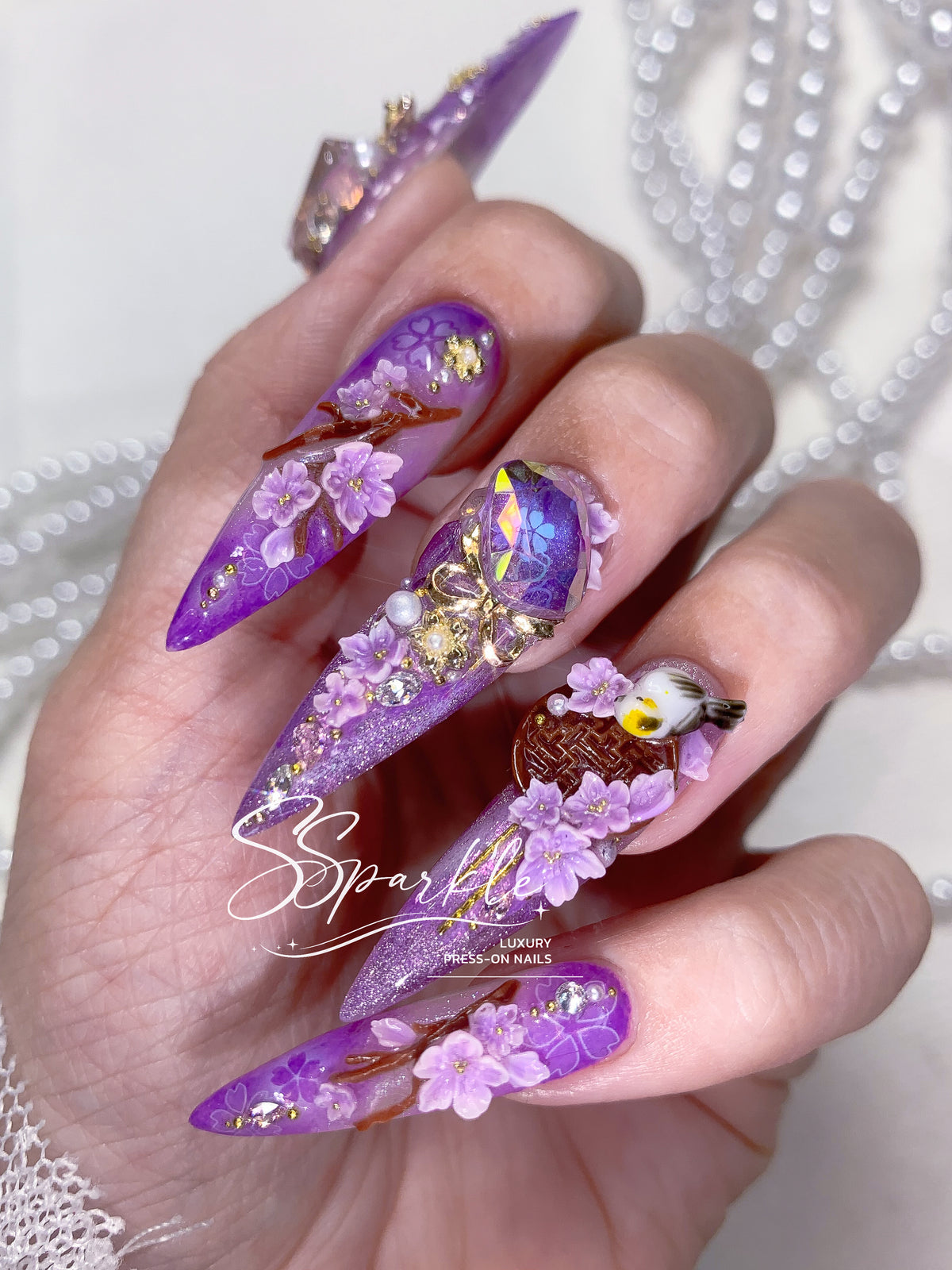 Reign of Serenity | Raiden Shogun Genshin Impact Inspired Press-on Nails