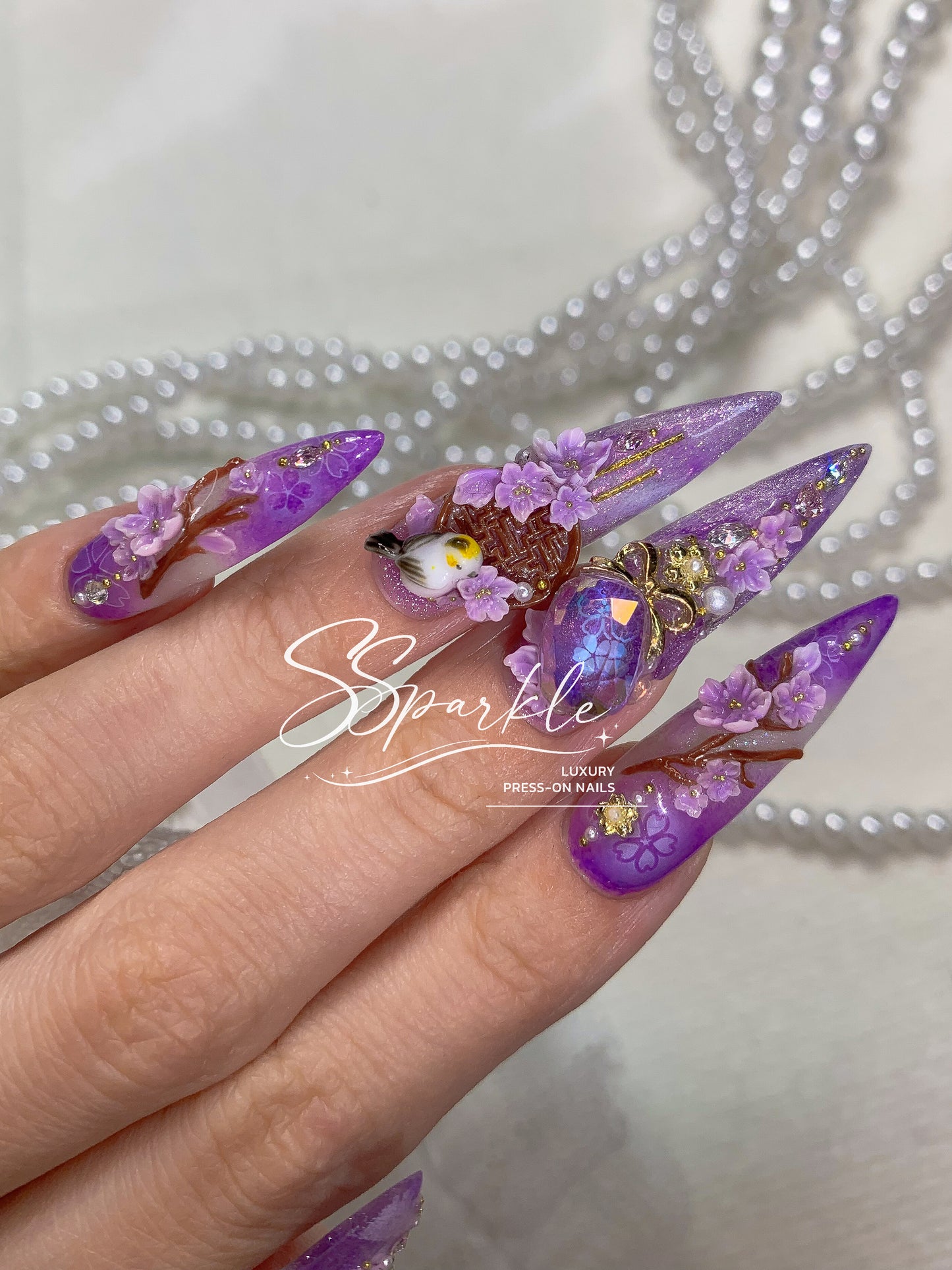 Reign of Serenity | Raiden Shogun Genshin Impact Inspired Press-on Nails