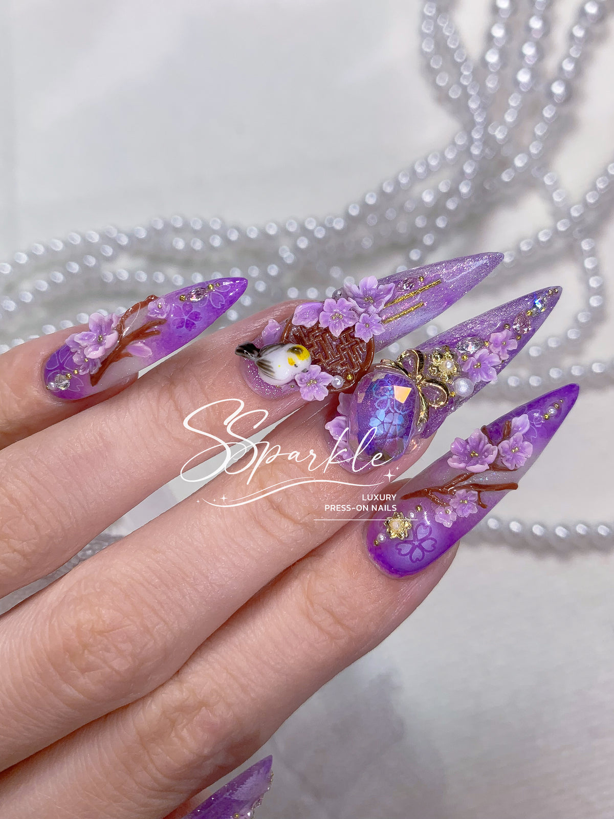 Reign of Serenity | Raiden Shogun Genshin Impact Inspired Press-on Nails