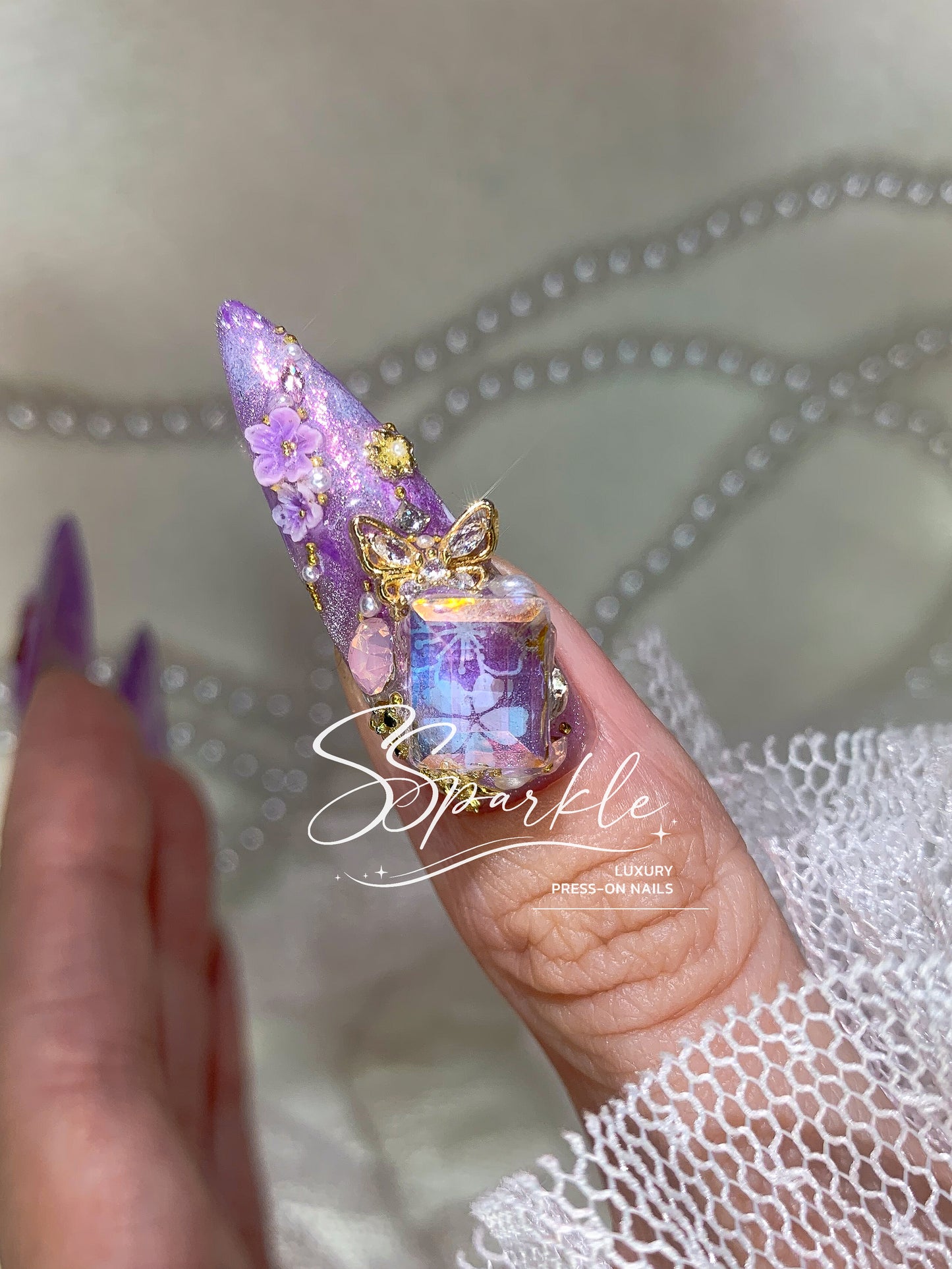 Reign of Serenity | Raiden Shogun Genshin Impact Inspired Press-on Nails