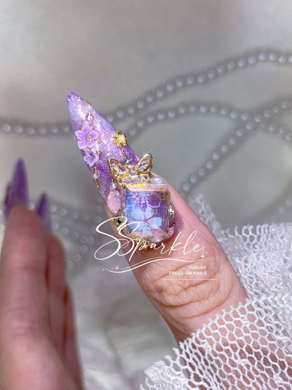 Reign of Serenity | Raiden Shogun Genshin Impact Inspired Press-on Nails