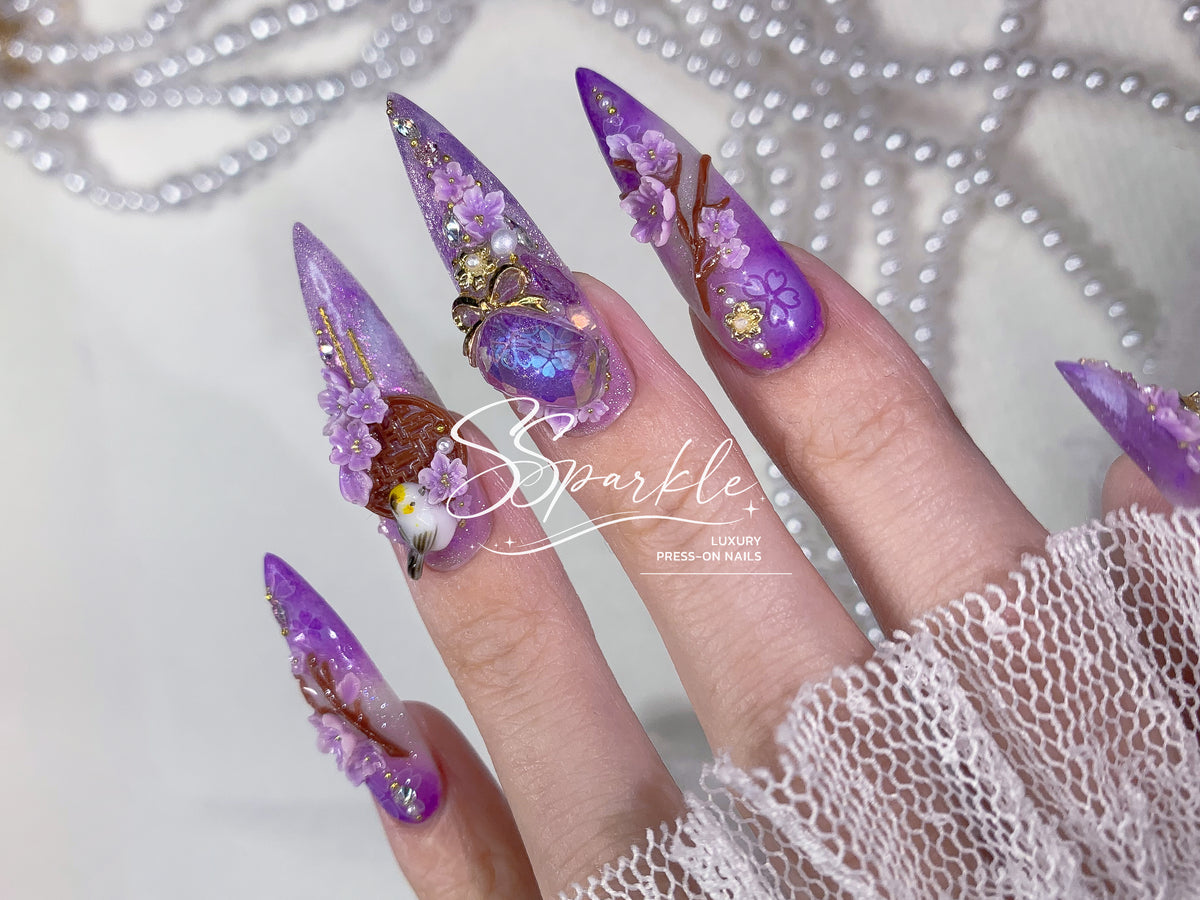 Reign of Serenity | Raiden Shogun Genshin Impact Inspired Press-on Nails