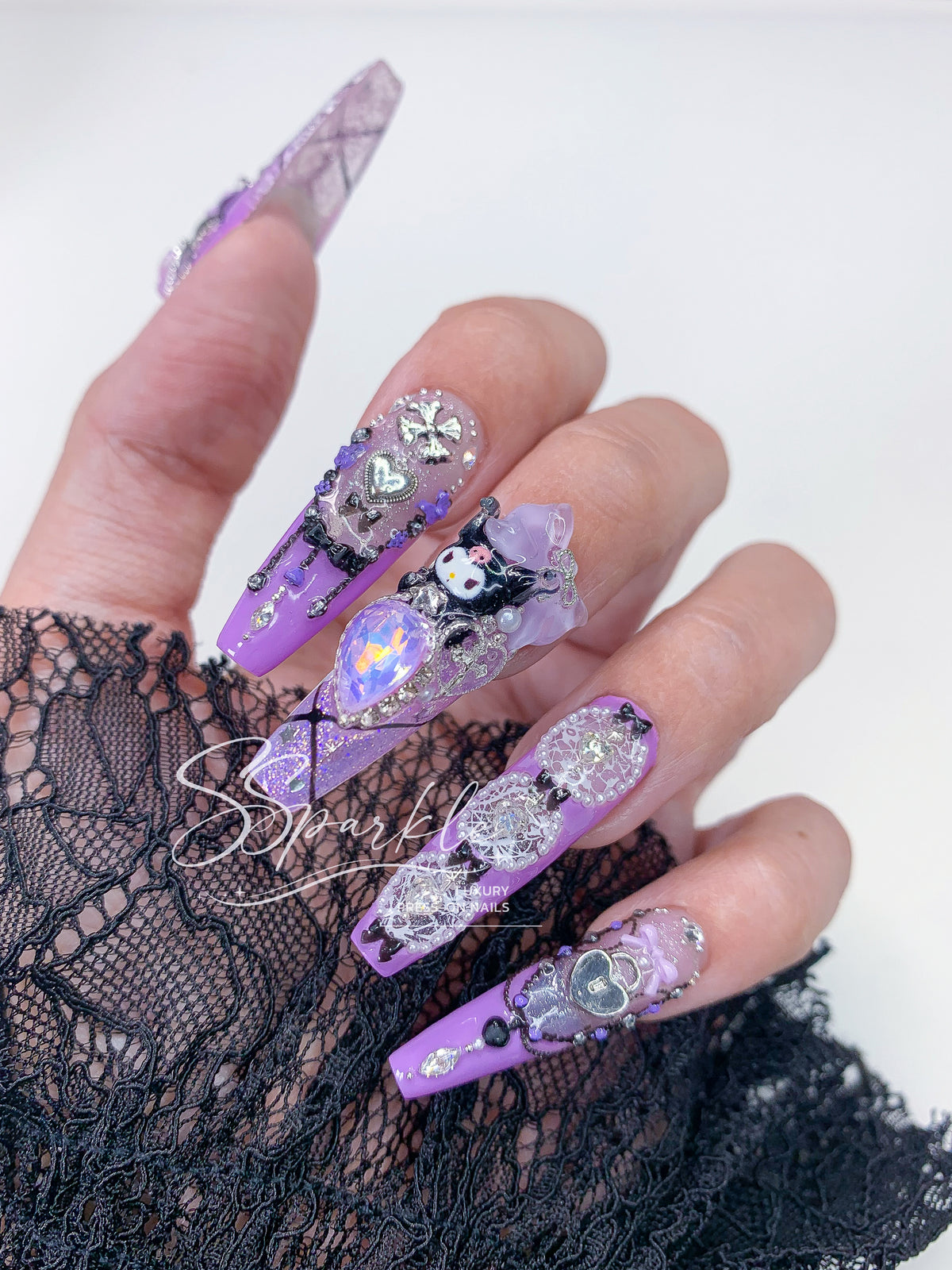 Midnight Mischief | Kuromi Inspired Press-on Nails