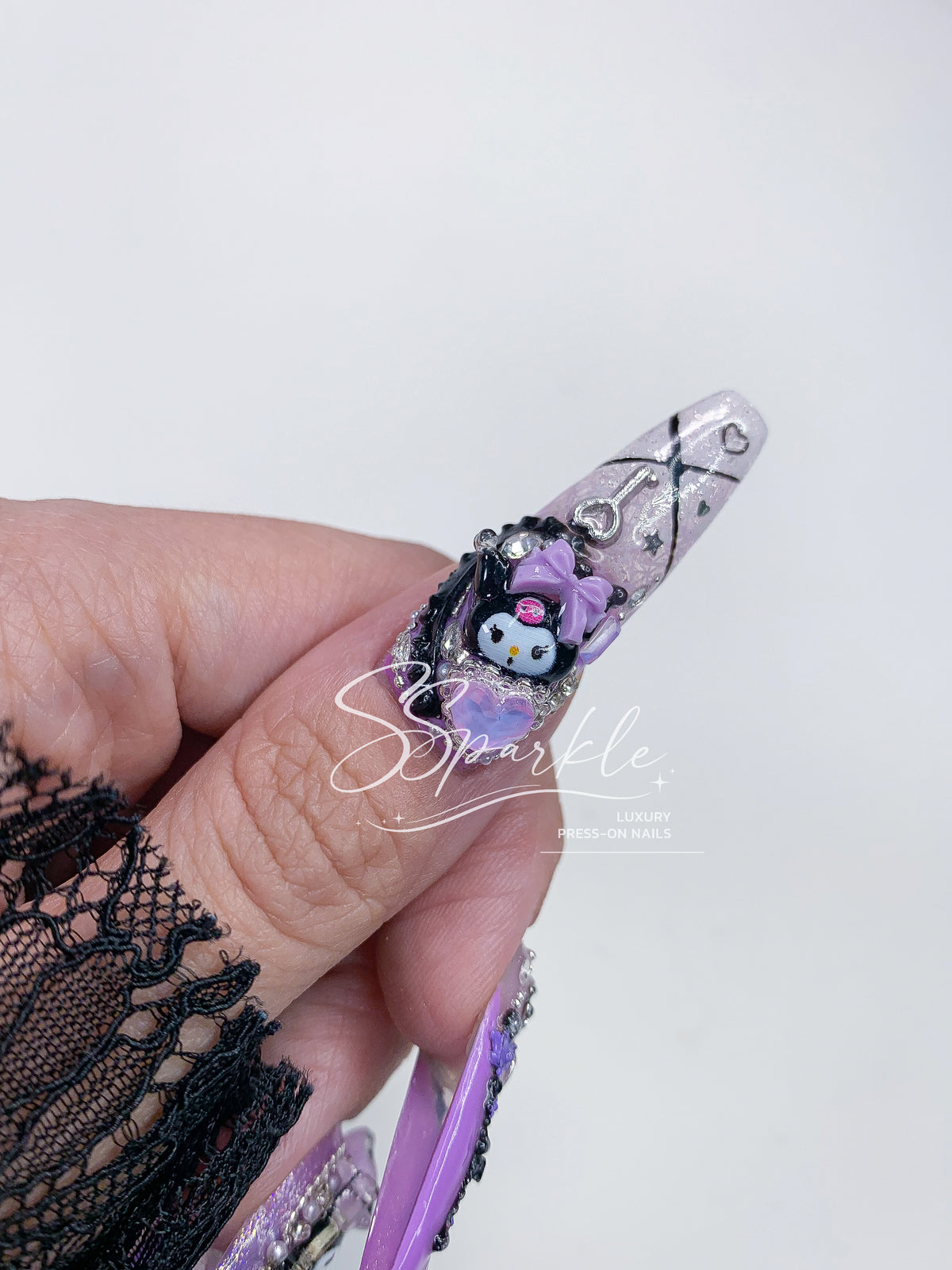 Midnight Mischief | Kuromi Inspired Press-on Nails