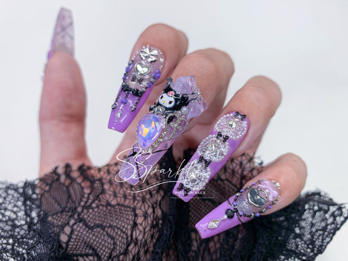 Midnight Mischief | Kuromi Inspired Press-on Nails