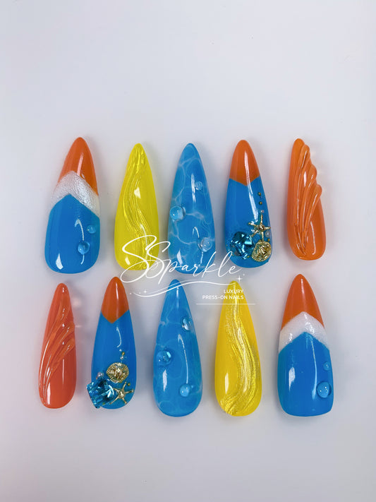 Splash Wavechaser | Mualani Genshin Impact Inspired Press-on Nail