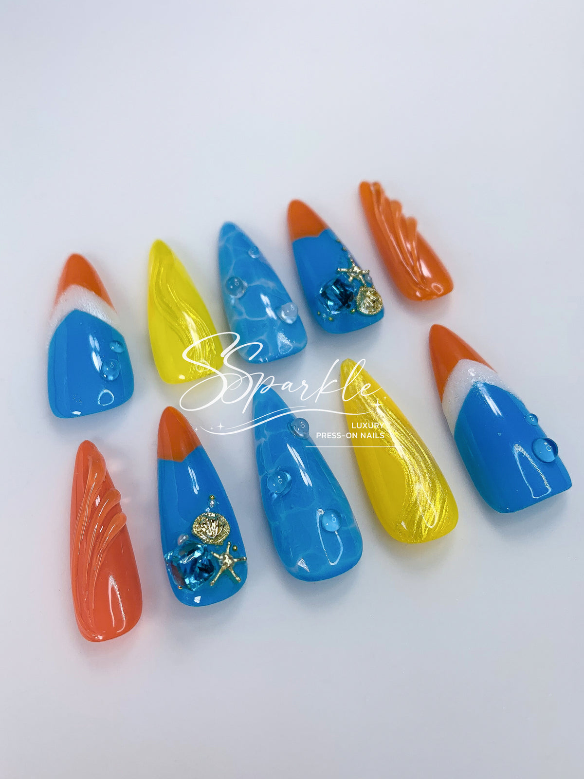 Splash Wavechaser | Mualani Genshin Impact Inspired Press-on Nail