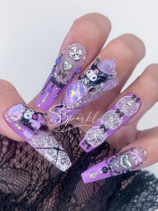 Midnight Mischief | Kuromi Inspired Press-on Nails