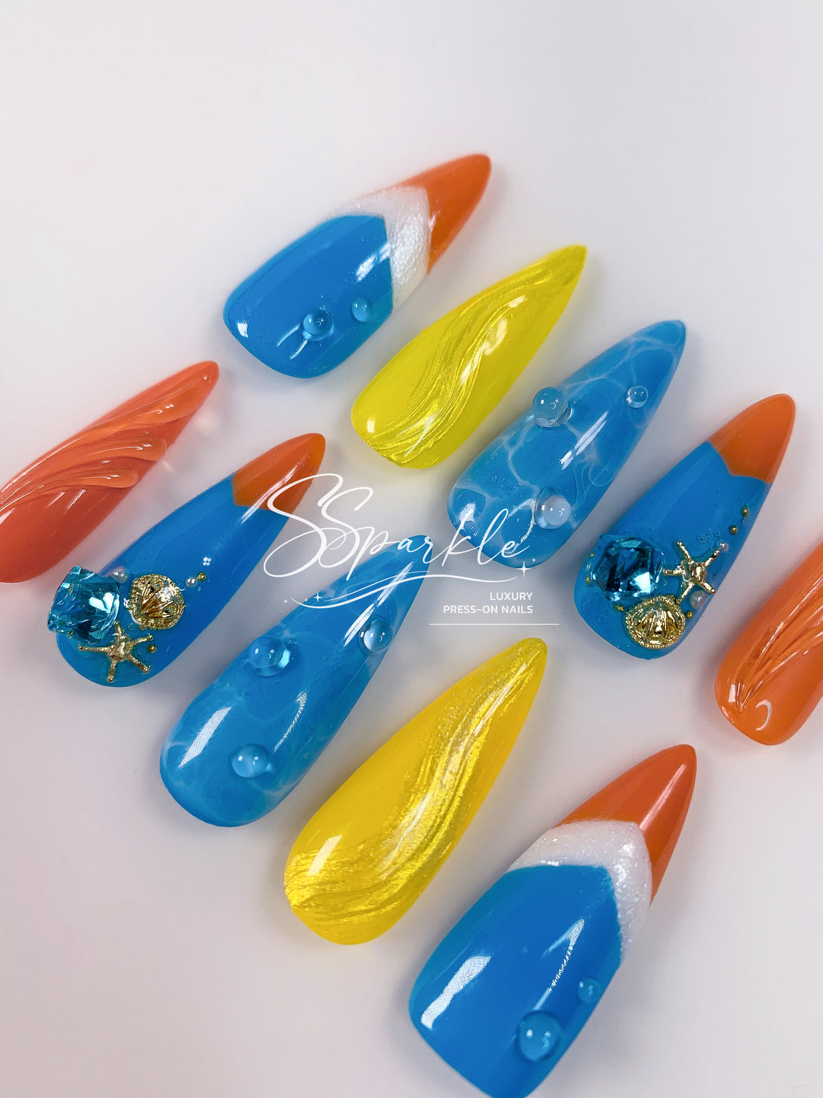 Splash Wavechaser | Mualani Genshin Impact Inspired Press-on Nail