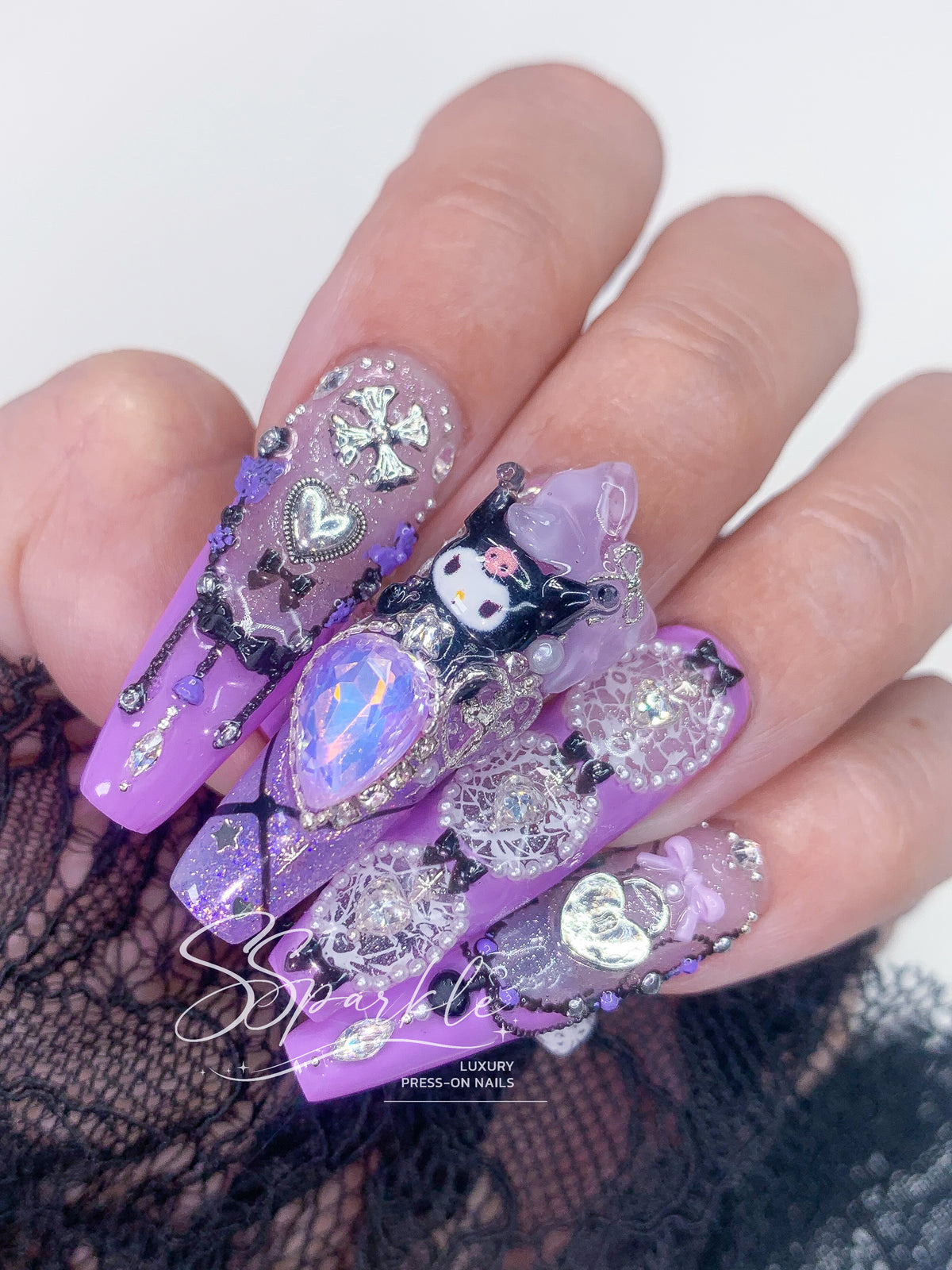 Midnight Mischief | Kuromi Inspired Press-on Nails